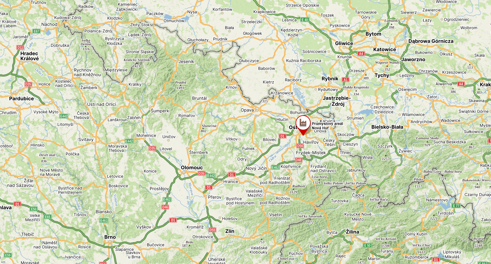 Orientační schéma příjezdu